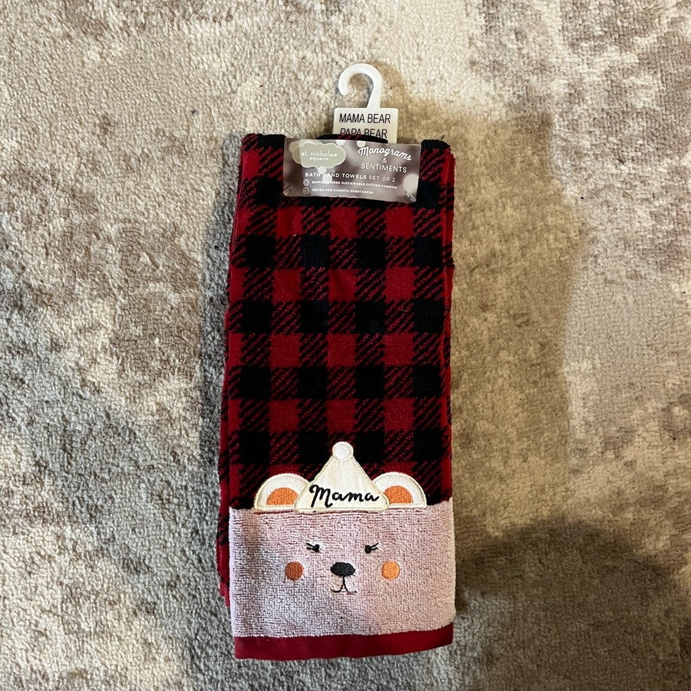 Holiday Mama & Papa Bear towels
